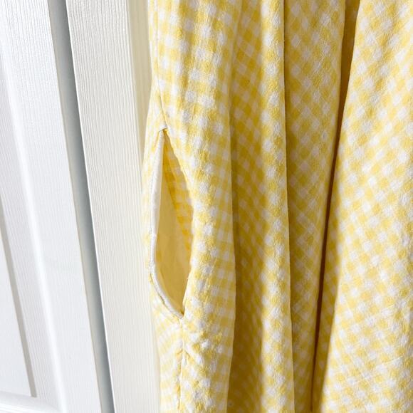 Abercrombie & Fitch Linen Gingham Mini Dress Yellow White V-Neck EUC Sz S - Picture 8 of 11